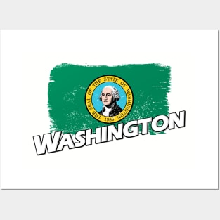 Washington flag Posters and Art